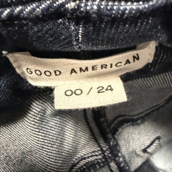 GOOD AMERICAN Good Waist Palazzo Wide Leg Dark Wash Denim Jeans Women 00 24 Tall - Picture 9 of 11